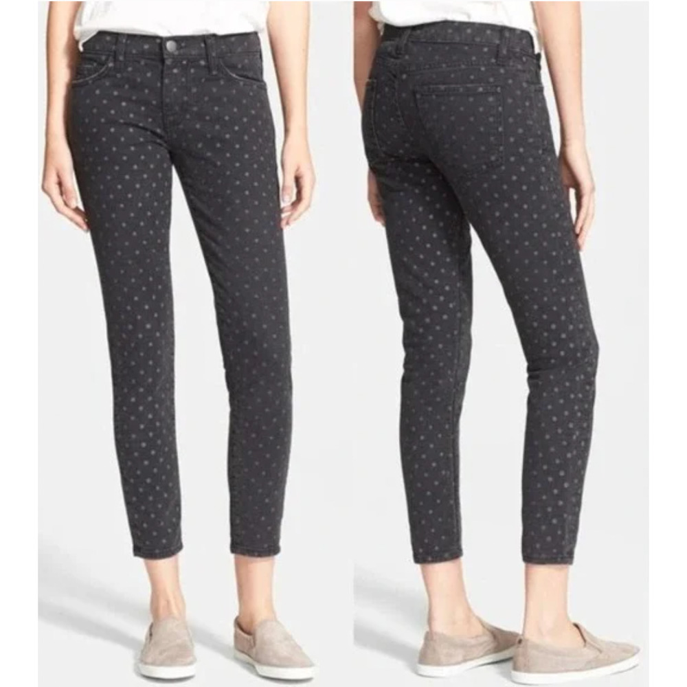 Current/Elliott Stiletto‎ Black Polka Dot Revival Skinny Jeans Size 27